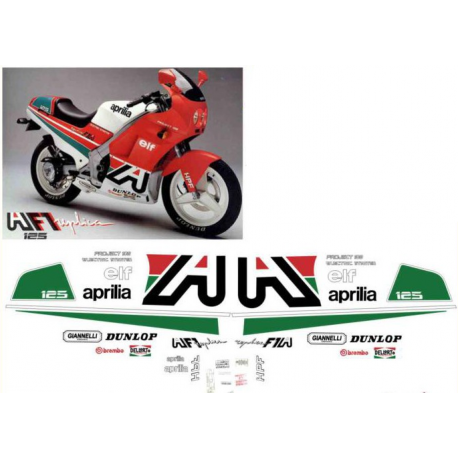 Kit adhésifs Aprilia AF1 125 Project 108 - 1988 - Reggiani Replica ADH_APR.AF1.125-P108-REGGIANI-88 CLUBPARTS
