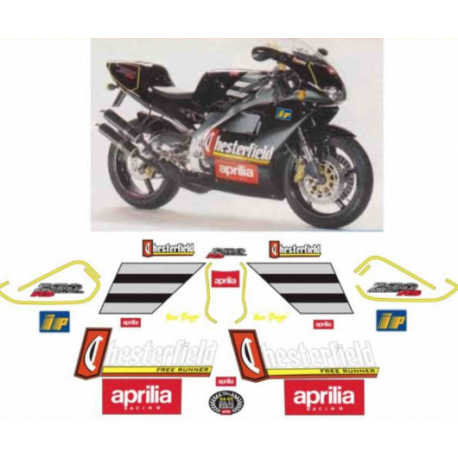 Kit adhésifs Aprilia RS 250 - 1995 - Chesterfield Biaggi Replica - Liseré Jaune ADH_APR.RS250-BIAGGI-JAUNE-95 CLUBPARTS