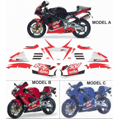 Kit adhésifs Aprilia RSV 1000 - 2001 ADH_APR.RSV1000-RSV01 CLUBPARTS