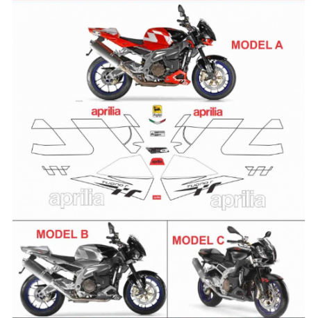 Kit adhésifs Aprilia Tuono 1000 - 2006/2007 ADH_APR.TUONO1000/06-07 CLUBPARTS