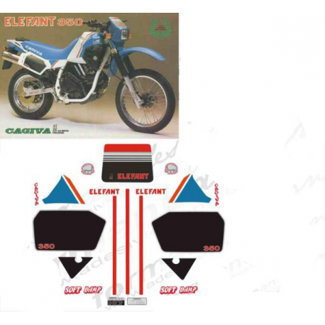 Kit adhésifs Cagiva ELEFANT 350 DAKAR - 1986 D02062 CLUBPARTS