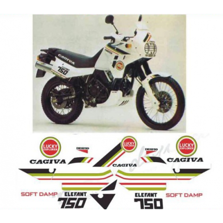 Kit adhésifs Cagiva Elefant 750 - 1988 - Lucky Explorer double phare ADH_CAG.ELEF750-LUCKY/88 CLUBPARTS