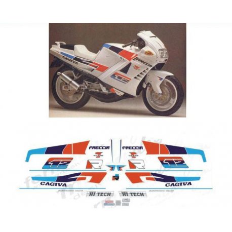 Kit adhésifs Cagiva 125 Freccia C12 R - Bianca - 1989 ADH_CAG.FRECCIA125-C12R-BIANC/89 CLUBPARTS