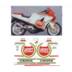 Kit adhésifs Cagiva 125 Freccia C12 R - Competizione Lucky Explorer - 1990 ADH_CAG.FRECCIA125-C12R-LUCKY/90 CLUBPARTS