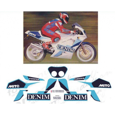 Kit adhésifs Cagiva 125 MITO - DENIM SERIE SPECIALE - 1991 D02095 CLUBPARTS