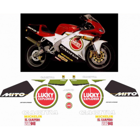 Kit adhésifs Cagiva 125 Mito EV - 1995 - Lucky Explorer ADH_CAG.MITO125-EV-LUCKY/95 CLUBPARTS