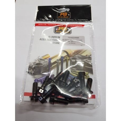 Kit visserie Racing Titane M8x1.25-20 mm Noir - PRO-BOLT PBO_TIHX820RBK-12 PRO-BOLT
