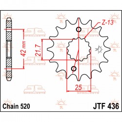 Pignon de sortie de boite 520 - Acier 436 - JT SPROCKETS JTF436 JT SPROCKET