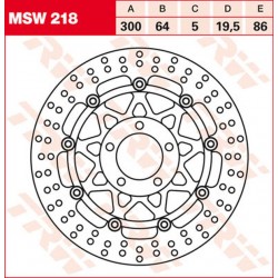 Disque de frein Avant - Rond / Flottant - 300 mm - TRW TRW_MSW218 TRW