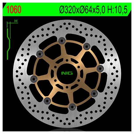 Disque de frein Avant - Rond / Flottant - 320 mm - NG NG.1060 NG Brake Disc