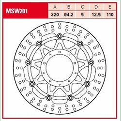 Disque de frein Avant - Rond / Flottant - 320 mm pour Honda VFR 1200 F/FD - TRW