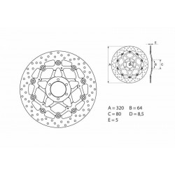 Disque de frein Avant - Rond / Flottant - 320 mm pour Aprilia/Cagiva/Yamaha 125 - Brembo BRB_78B40870 BREMBO s.p.a.