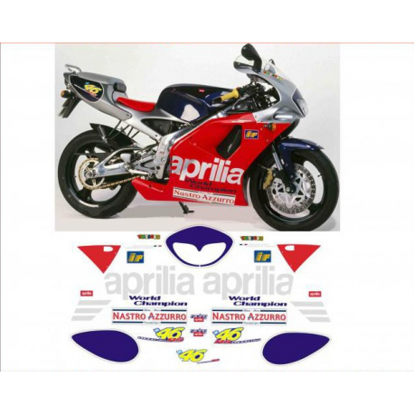 Kit adhésifs Aprilia RS 125 - 1998 - Rossi Replica ADH_APR.RS125-ROSSI/98 CLUBPARTS