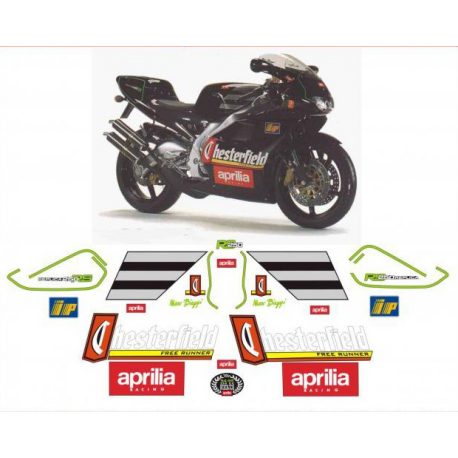 Kit adhésifs Aprilia RS 250 - 1996 - Chesterfield Biaggi Replica - Liseré Vert ADH_APR.RS.250-BIAGGI-VERT-96 CLUBPARTS