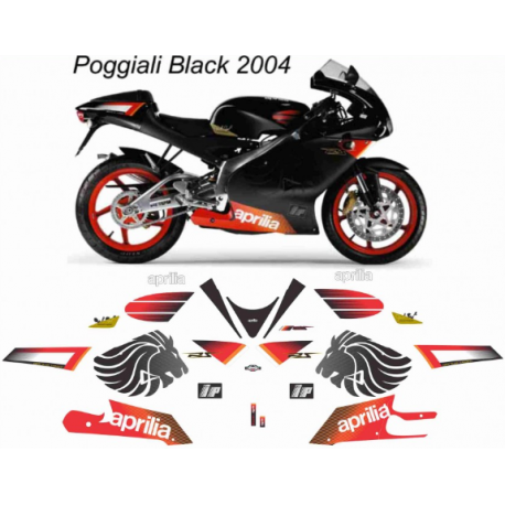 Kit adhésifs Aprilia RS 125 - 2004 - Poggiali Black Replica ADH_APR.RS125-POGGIALI.BLACK/04 CLUBPARTS
